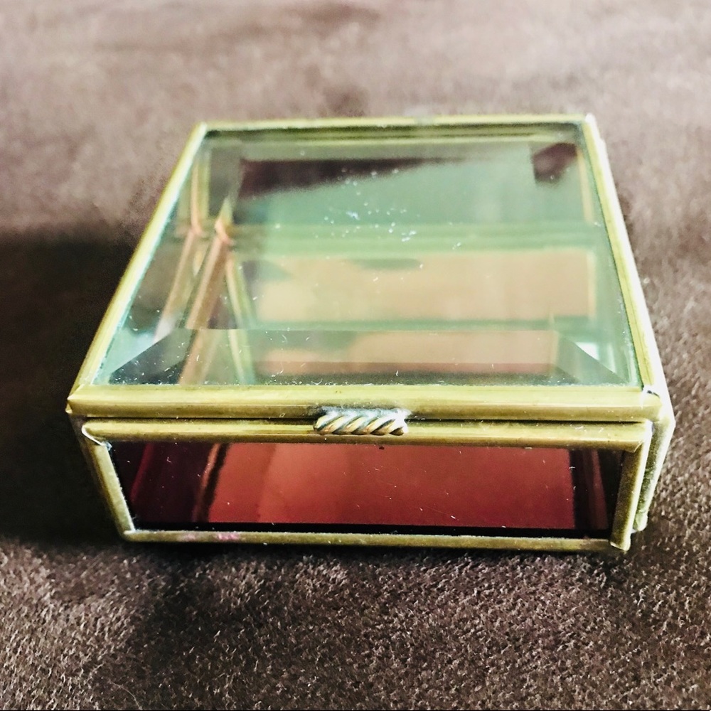 Via Vermont "Brass and Glass" Jewelry Trinket Box